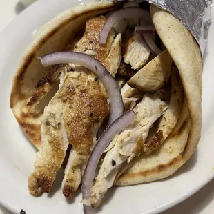 Grilled chicken pita, tzatziki on the side... would order again