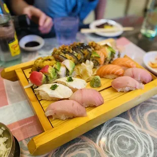 a sushi platter