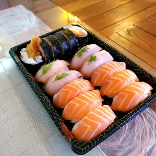 Fresh Salmon, Yellowtail Belly, and Mexican roll!