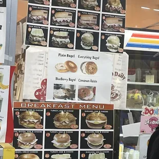 Breakfast sandwich menu