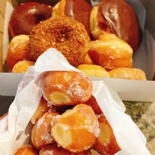 a box of glazed donuts
