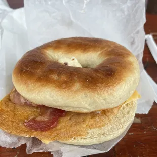 Bacon, Egg, Cheese Bagel (Tiktok: @justandyvu)