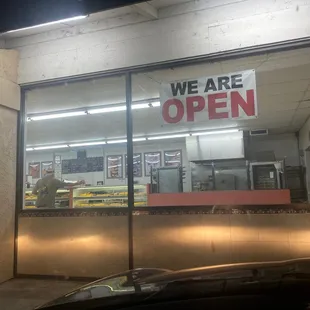 we are open sign in window