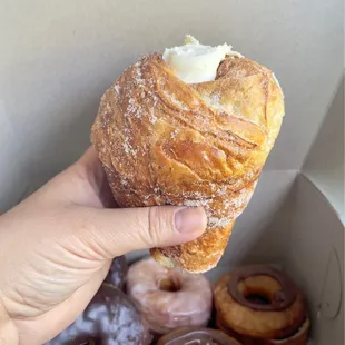 It&apos;s like a croissant muffin stuffed with cream filling.  SO GOOD