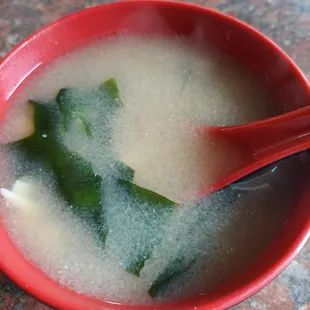 Miso soup, very generous with the tofu and seaweed