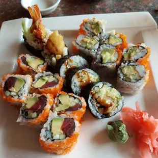 Lunch special: Christmas, shrimp tempura, and Boston rolls