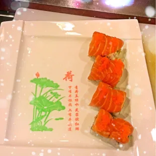 This is WKO roll. I never had raw fish before. Here's fresh salmon is amazing....