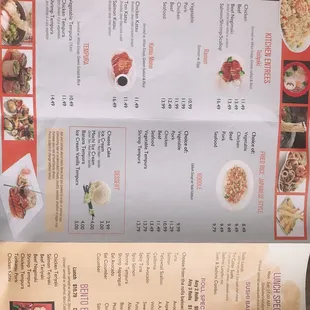 the menu for the restaurant
