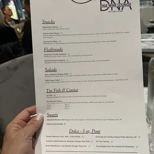 The appetizer menu