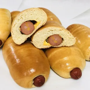 a pile of hot dogs