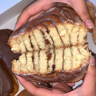 Cinnamon roll donut cross section