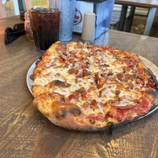 a pizza on a table