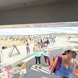 a group of people on the beach