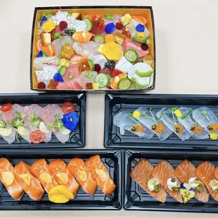 The Treasure Box - Chirashi yellowtail jalapeño Fluke Truffle Oil Vinaigrette House Made Smoked King Salmon