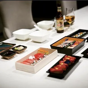 a selection of sushi dishes