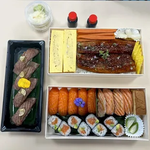 Japanese wagyu, The Golden Box - Unagi Don, and The Hidden Gem Salmon Only Box