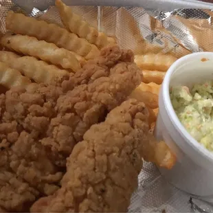 Chicken Tenders with Fries and Slaw