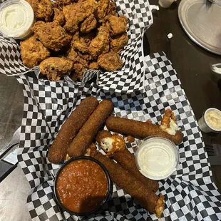 Fried Mushrooms; Cheese Sticks