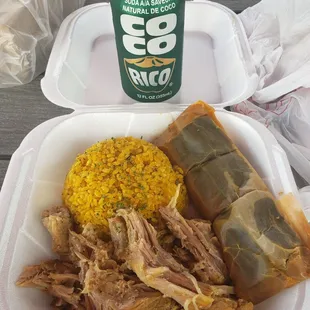 Christmas special pork,rice and Pasteles