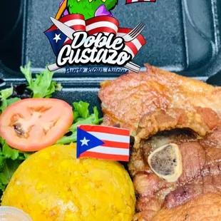 Chuletas con mofongo