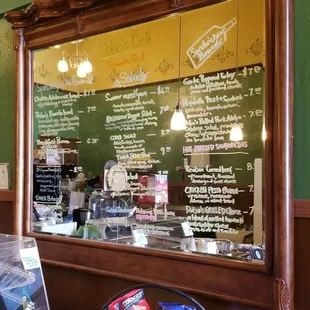 a menu on the wall
