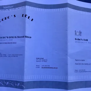 a close up of a menu