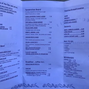 menu