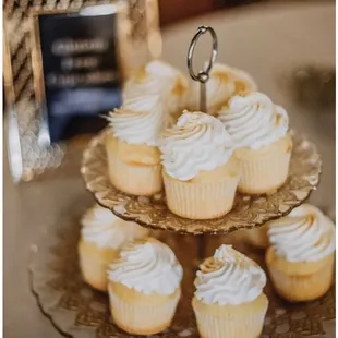 a display of cupcakes