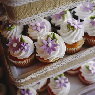 a display of cupcakes