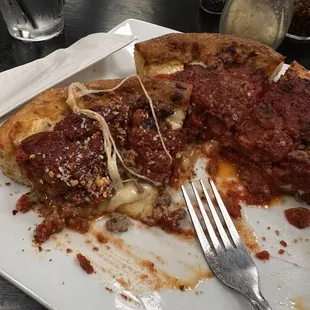 Chicago style pizza four three meat