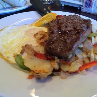 Steak &amp; Eggs -with home fry potatoes