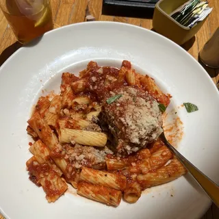 Rigatoni with our 1 lb. Angry Meatball