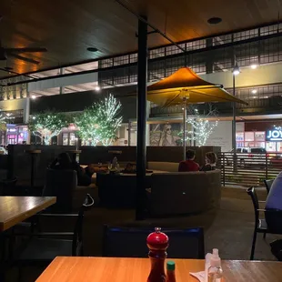 A great outdoor patio with heaters if needed. Plenty of open space to enjoy a warm fall evening.