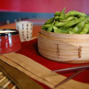 Japanese Edamame: steamed soybeans sprinkled with kosher salt &amp; lots of love