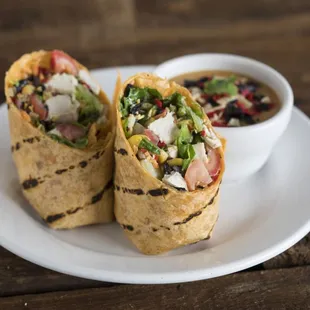 fiesta chicken wrap with cheesy chicken tortilla soup