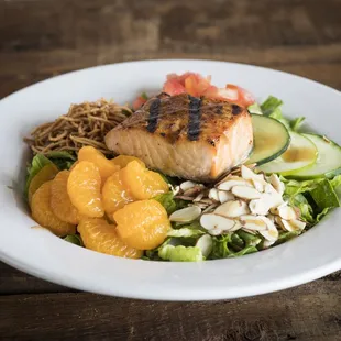 dr. asian sesame with grilled salmon