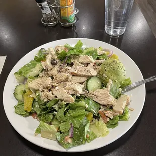 Dr. Greek salad with grilled chicken
