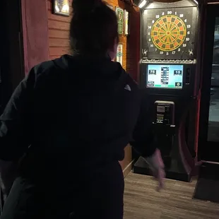 a woman playing a game