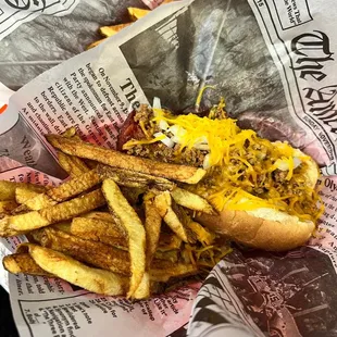 ows a hot dog and french fries