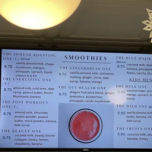 Smoothies Menu