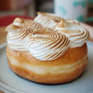 a donut with meringue on top