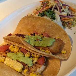 One grilled and one fried . delicious..slaw accompaniment is a nice preperation