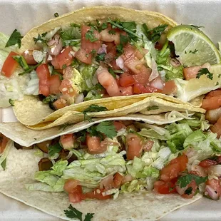 Vegan black-bean taco and Vegan potato taco