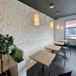 Seating and tables inside