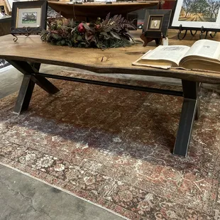Oak Live edge custom dining table with metal legs