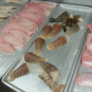 a variety of seafoods
