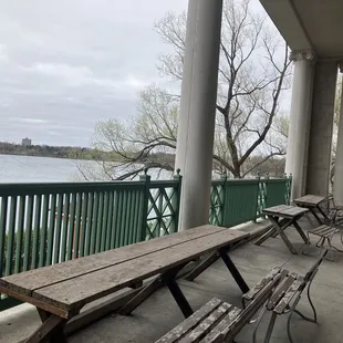 Restaurant patio is facing the como lake.