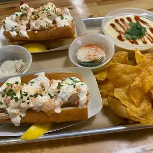Lobster Grinder &amp; Maine with House Crab Chips &amp; Hot Crab Queso