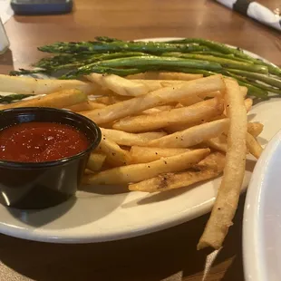 French fries and Asparagus