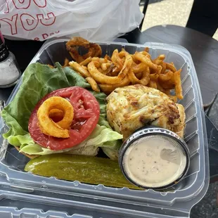 Crab cake sandwich to go!